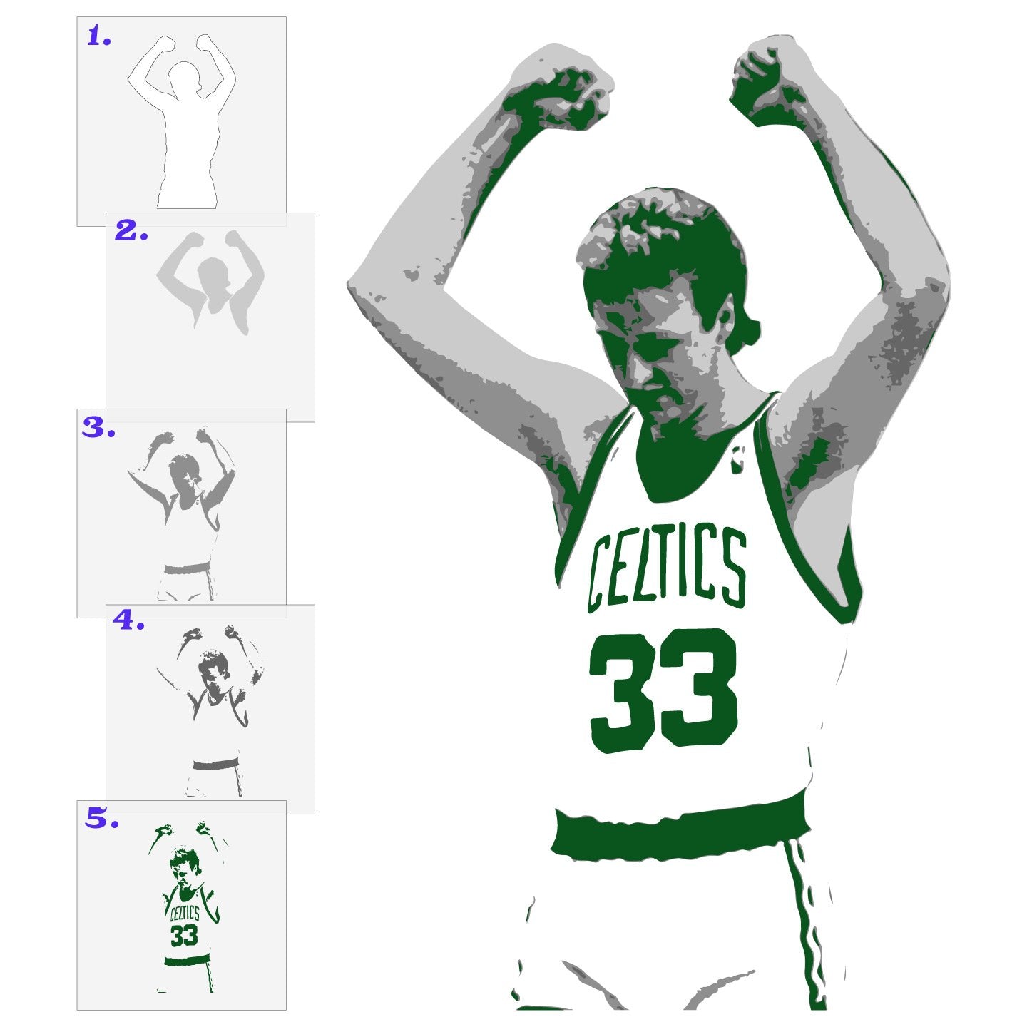 Larry Bird Layered Stencil Set