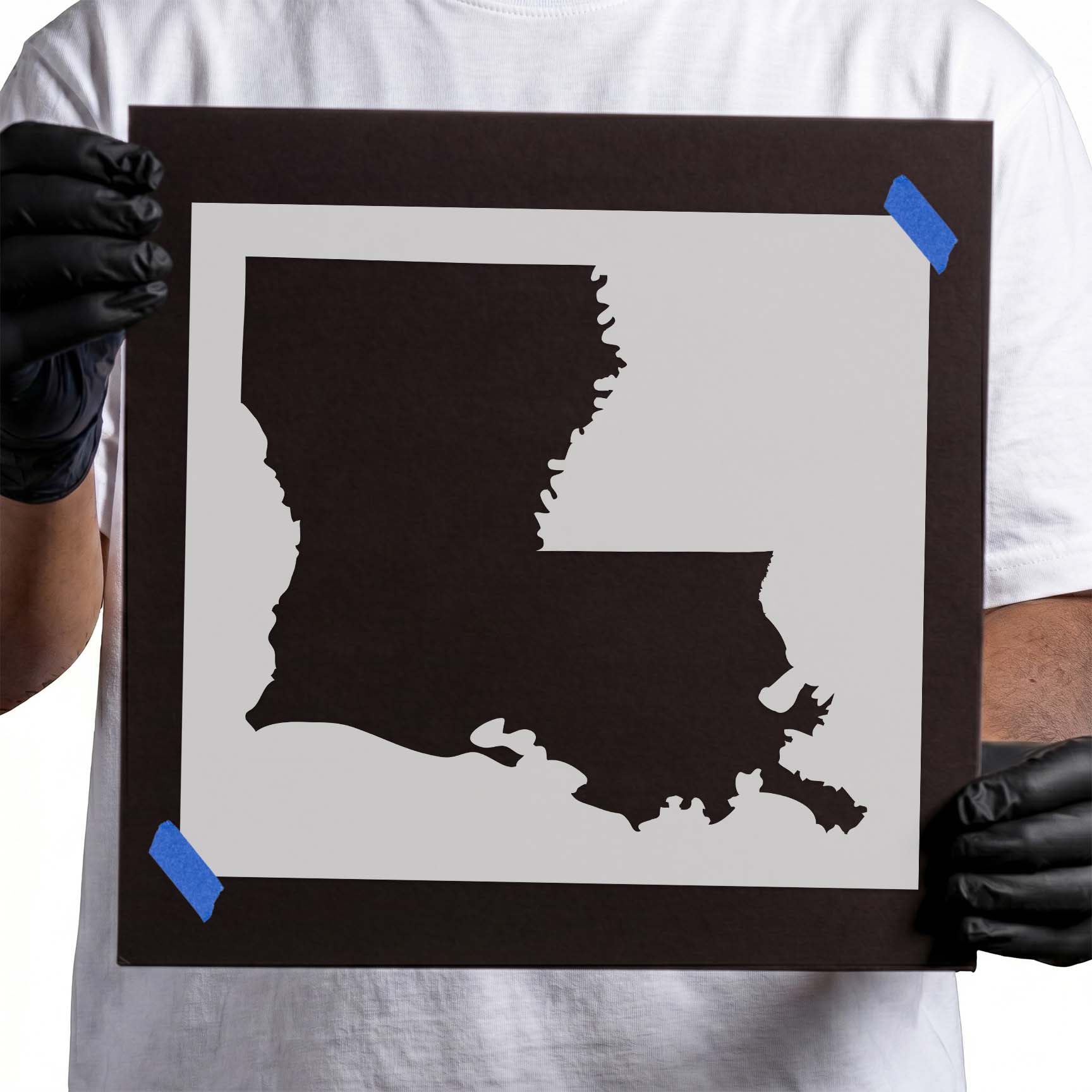 Louisiana silhouette with distinctive borders and detailed Gulf Coast outline