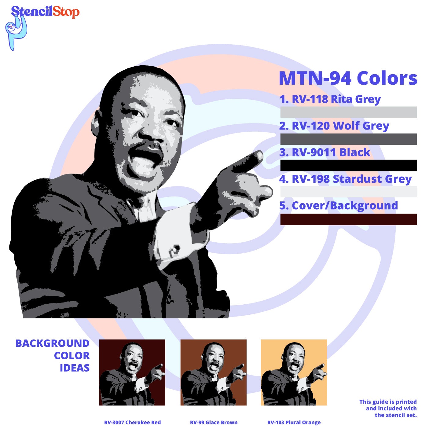 Martin Luther King Jr. Layered Stencil Set Color Guide