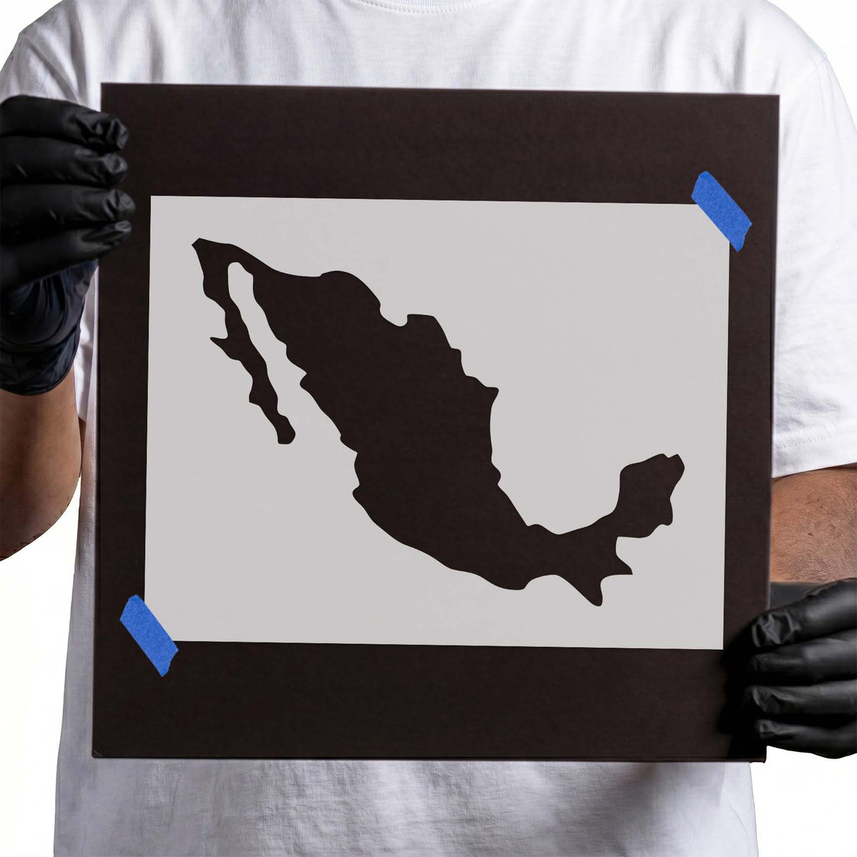 Mexico map stencil featuring the country's recognizable geographic silhouette