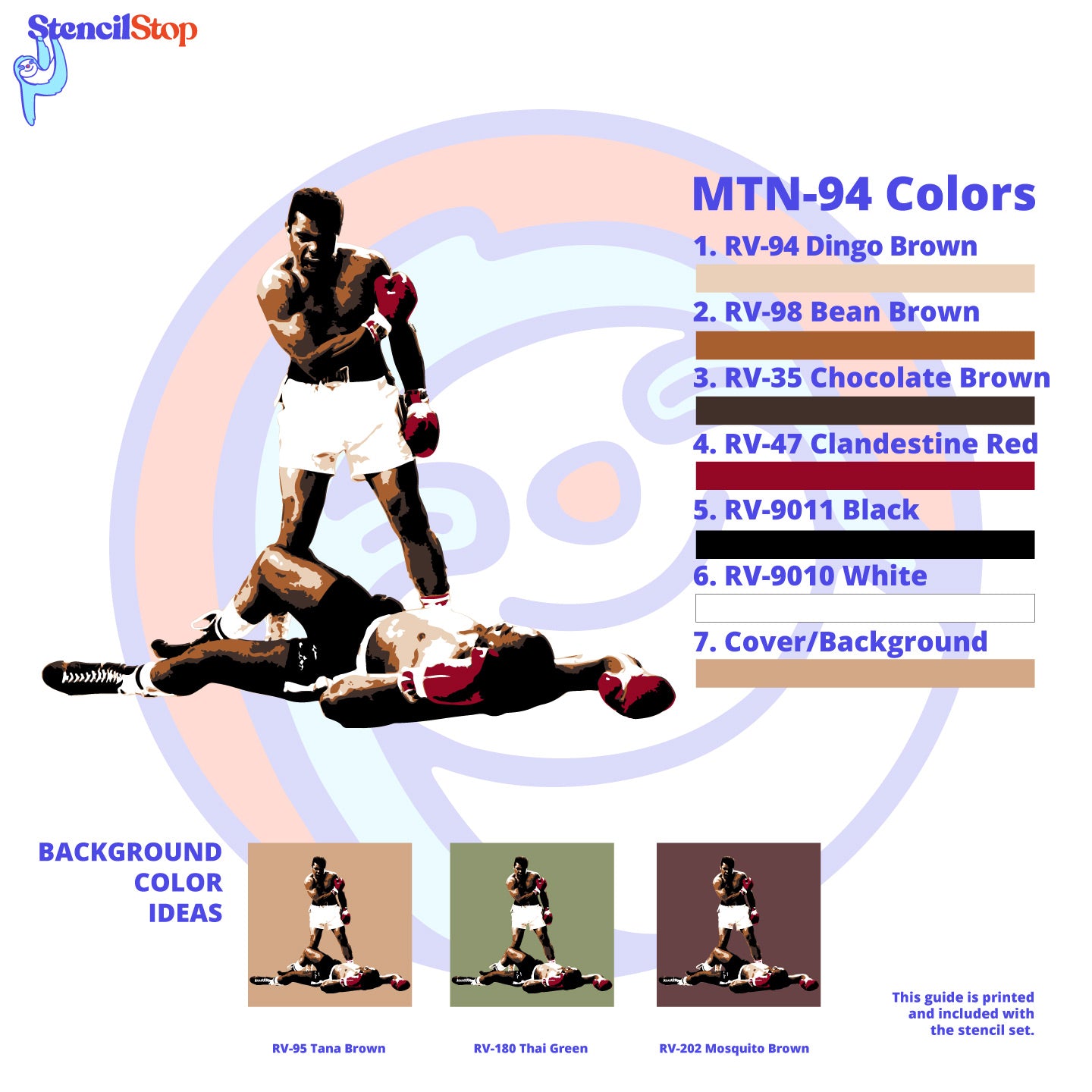 Muhammad Ali "Knockout" Layered Stencil Color Guide
