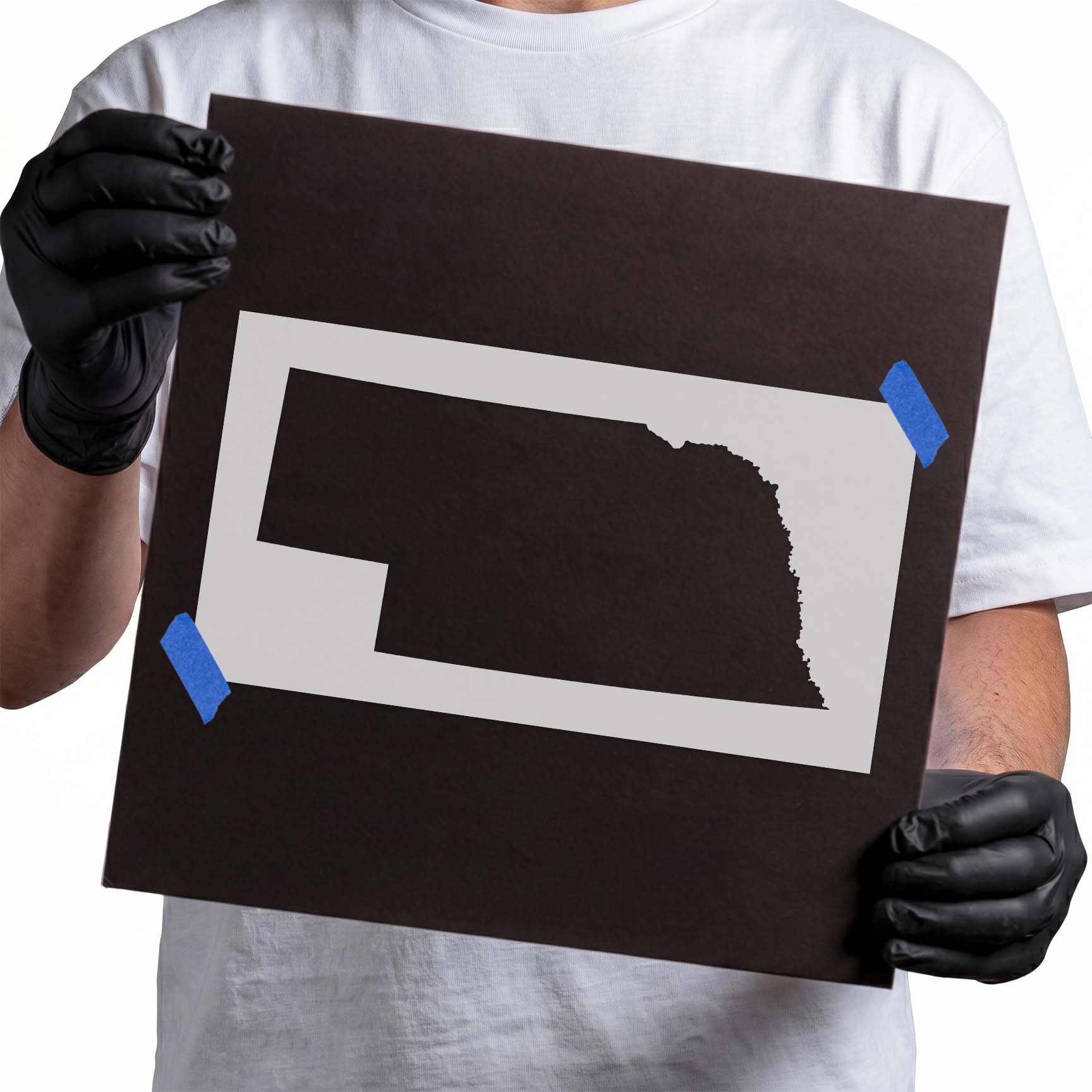 Nebraska state outline stencil with clean geographic border
