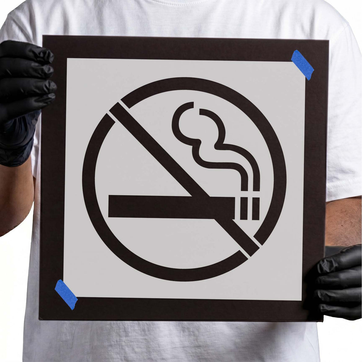 No smoking symbol with crossed-out cigarette stencil