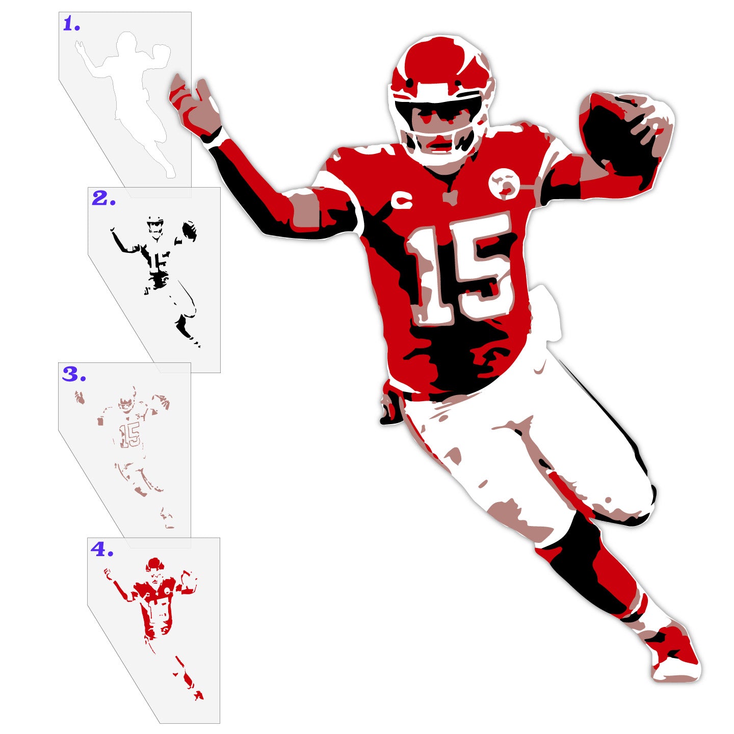 Patrick Mahomes Running Layered Stencil