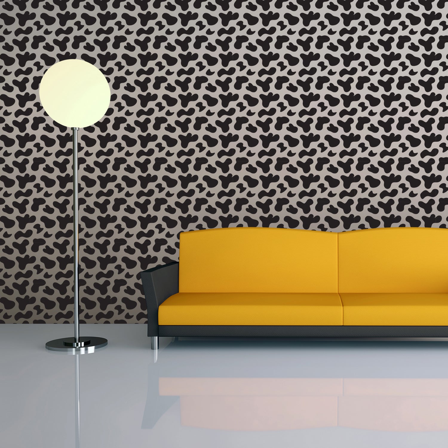 Seamless Cow Print Pattern Stencil