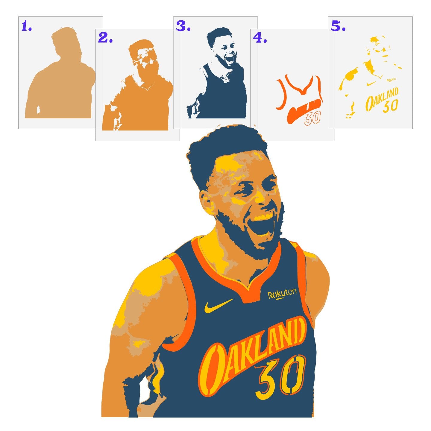 Steph Curry  Helmet Catch Layered Stencil Set