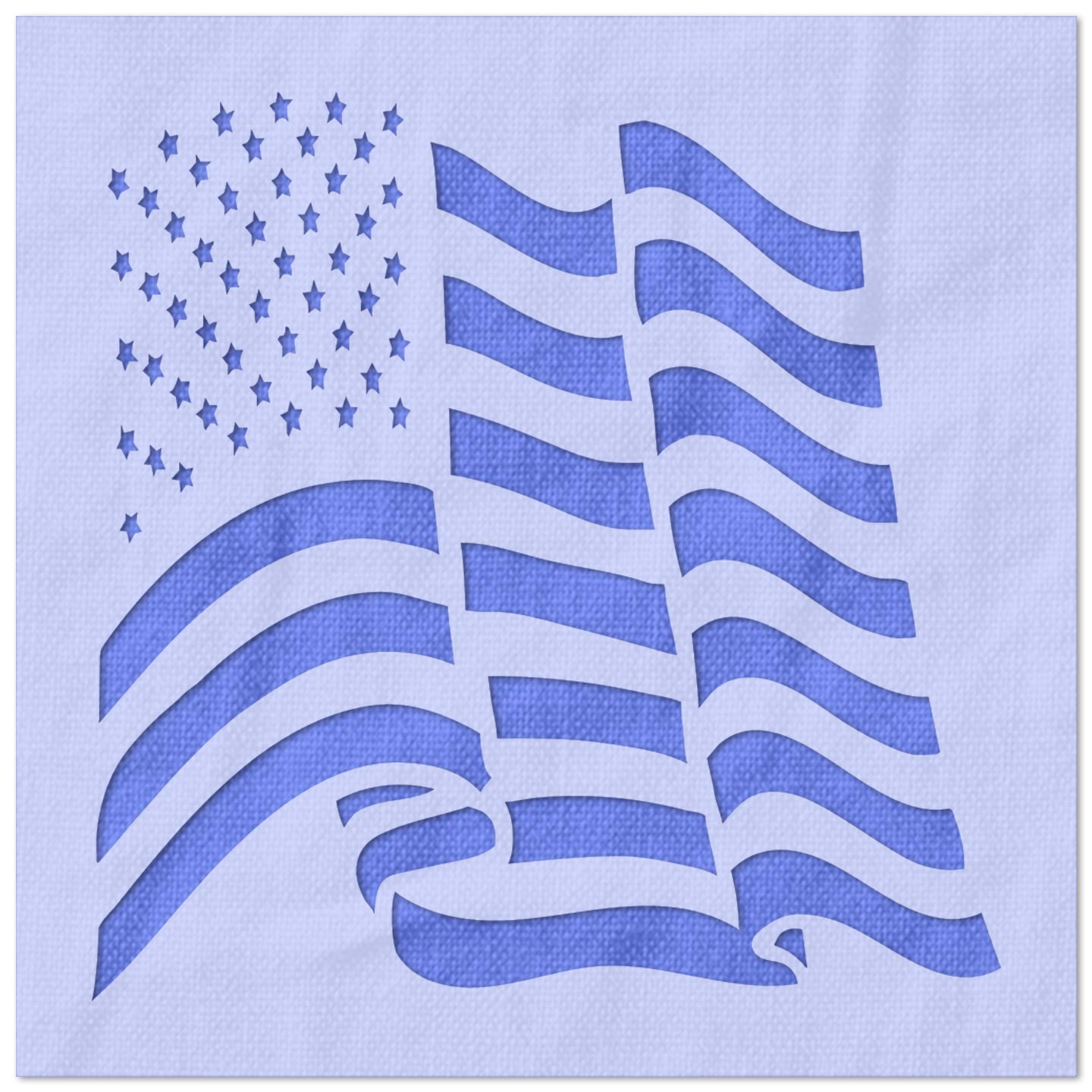 Waving American Flag Stencil