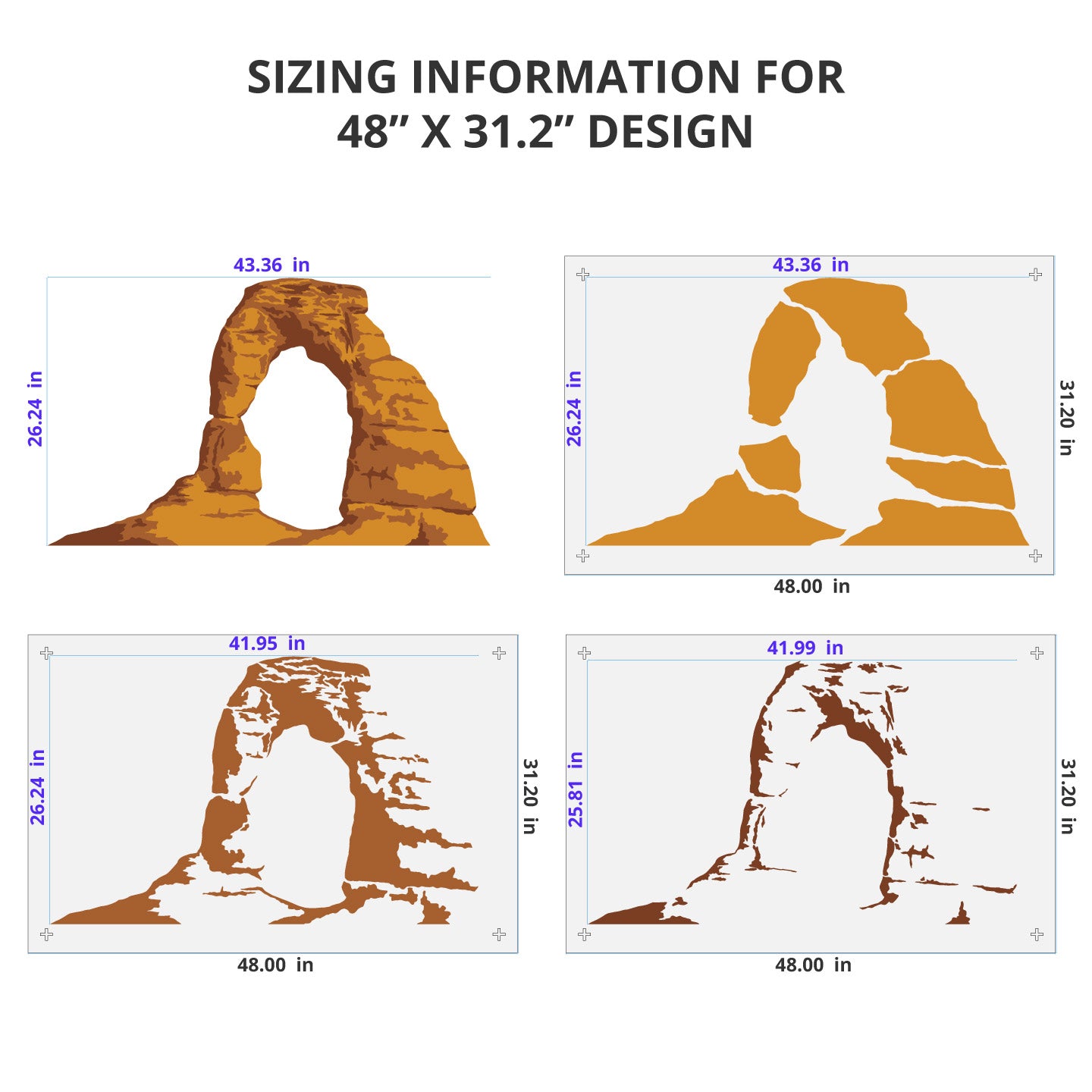 Arches National Park Stencil Set Dimensions
