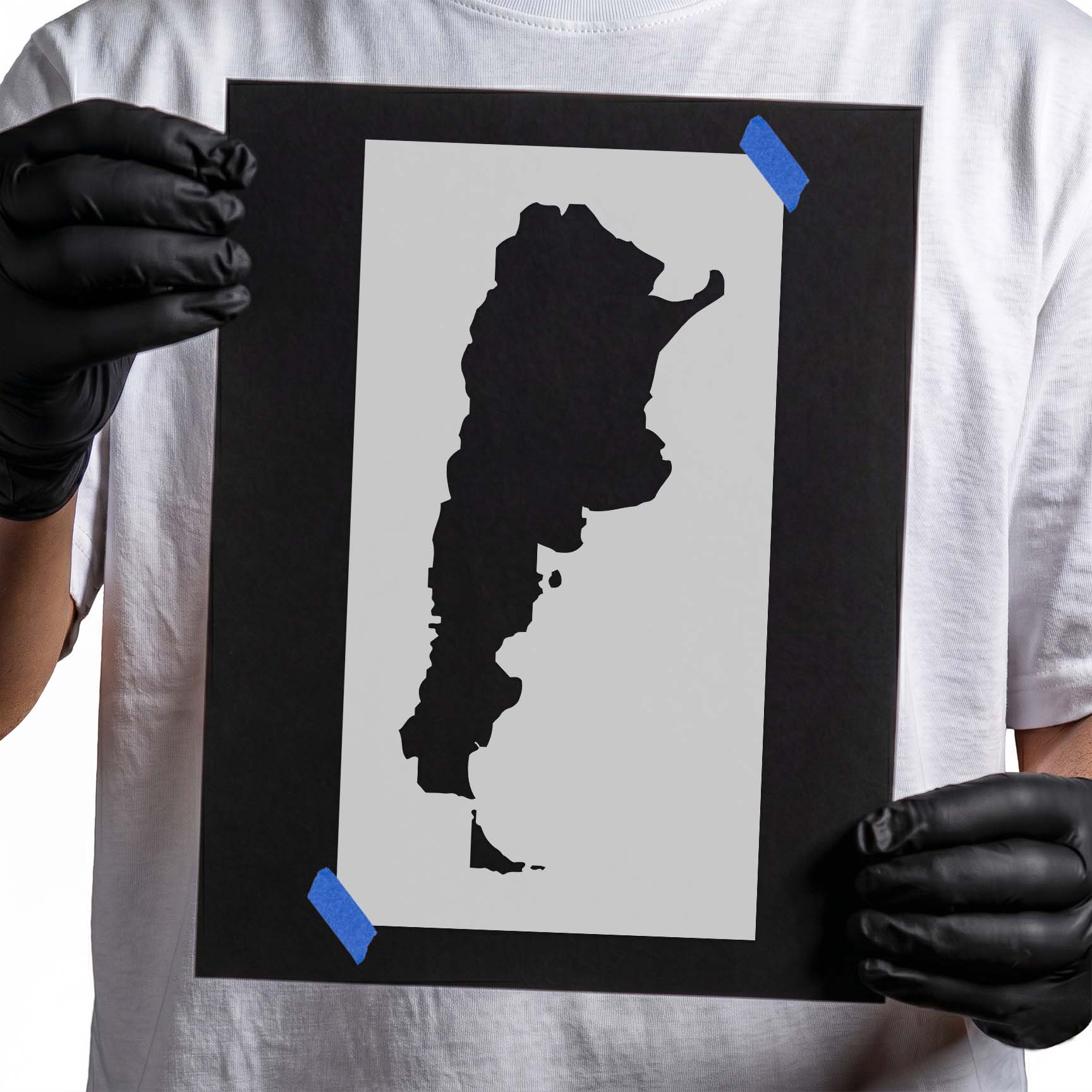 Argentina stencil showing the distinctive South American country outline