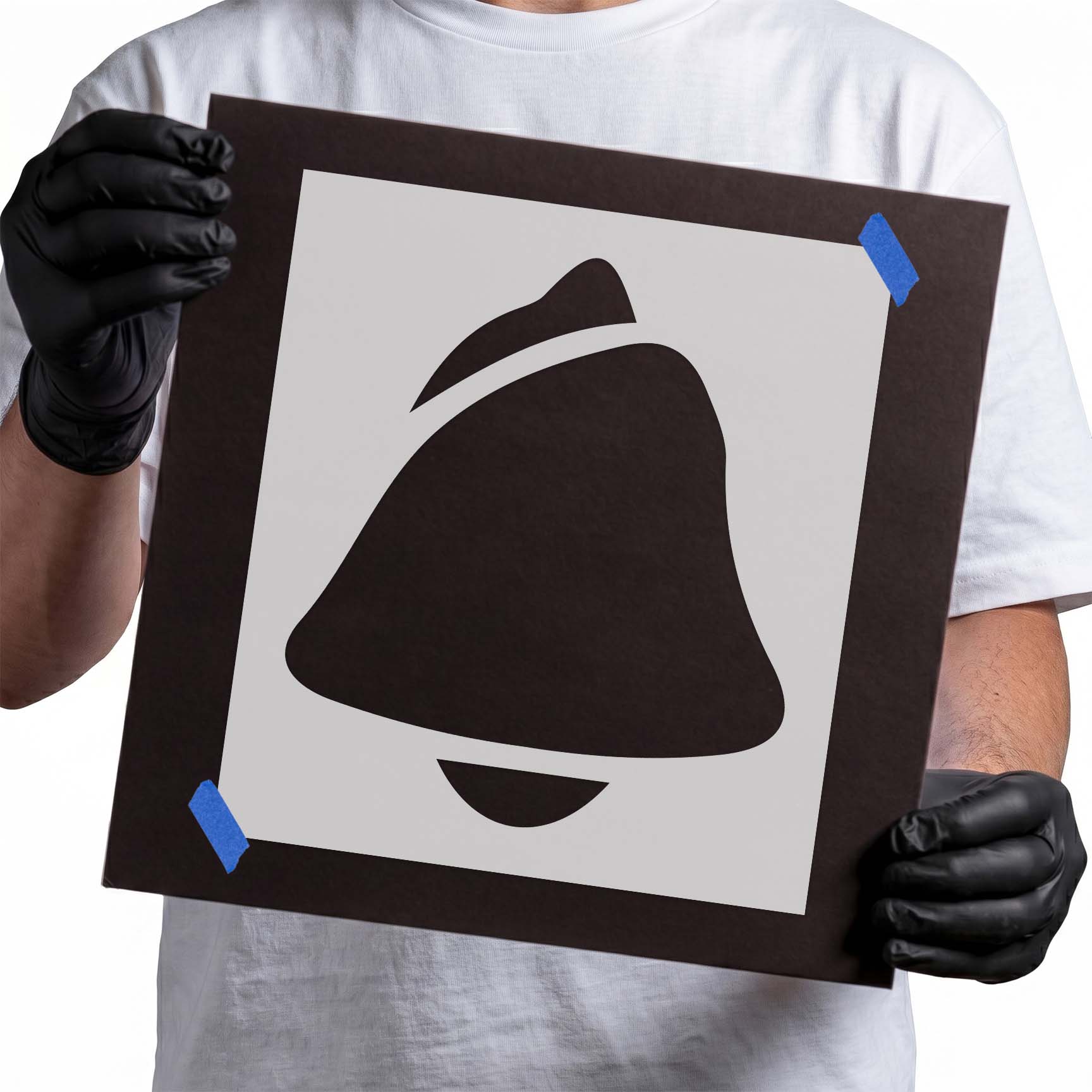 Casino bell stencil with bold silhouette and separate clapper