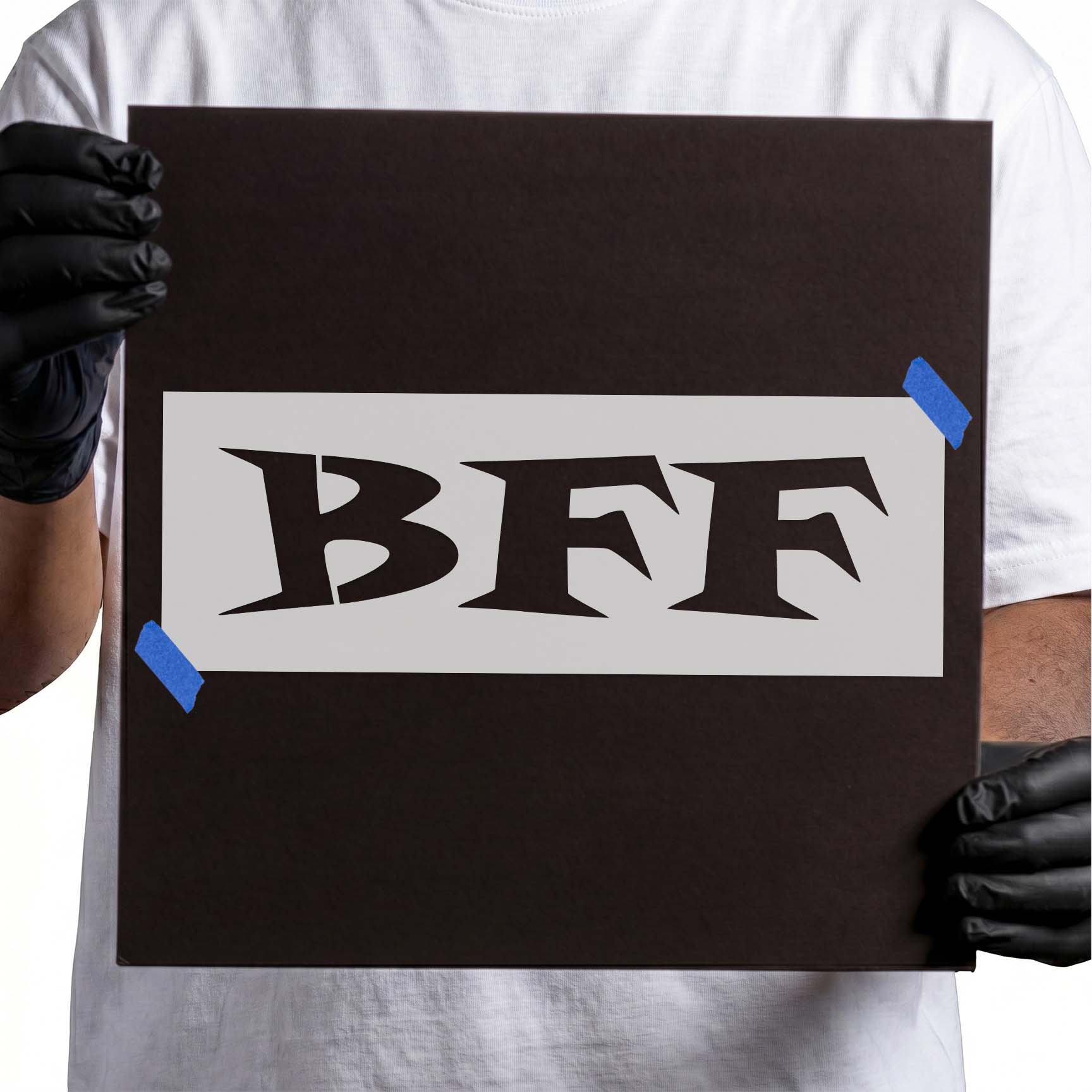 Decorative BFF text lettering stencil