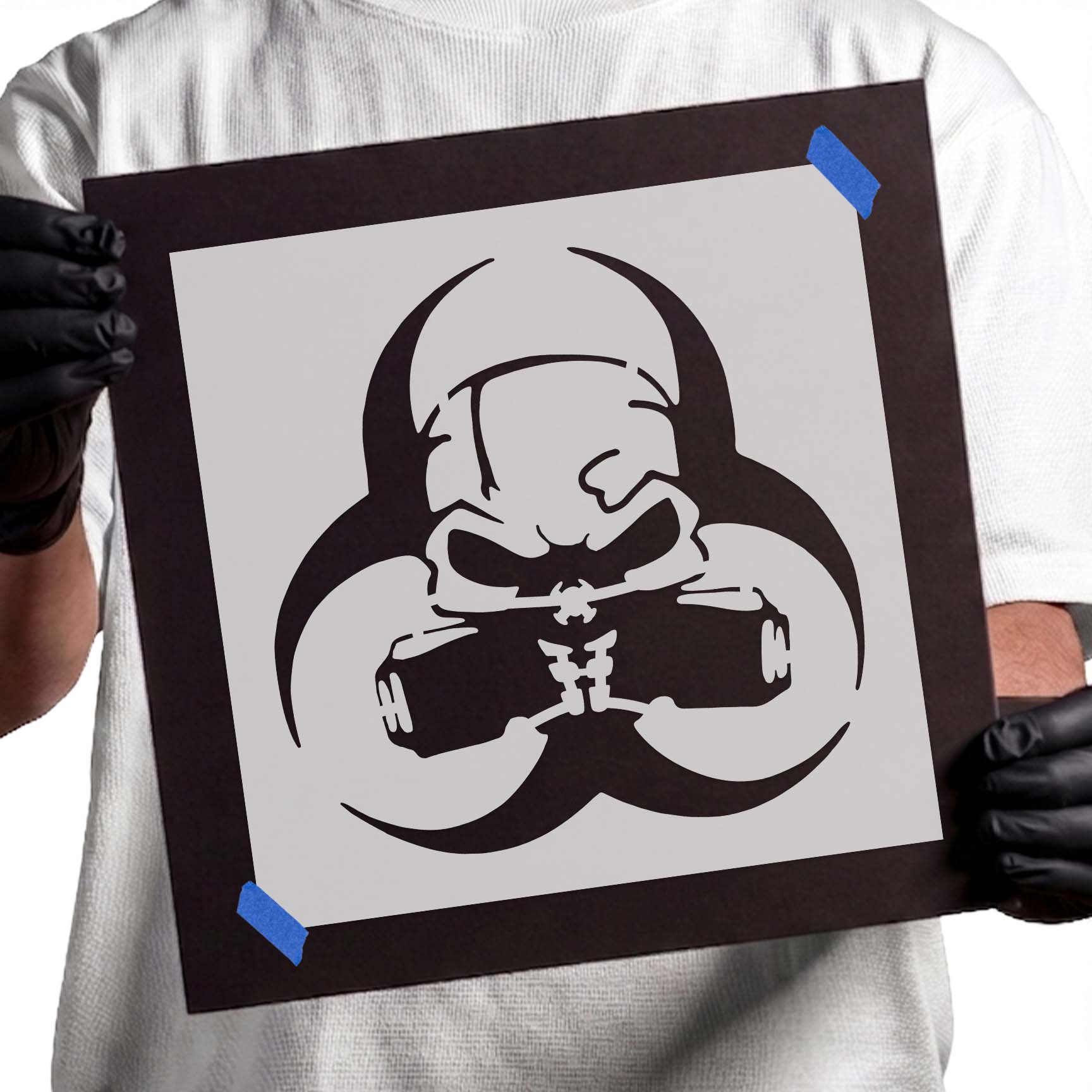 Biohazard Symbol Skull Mask Stencil Stencil