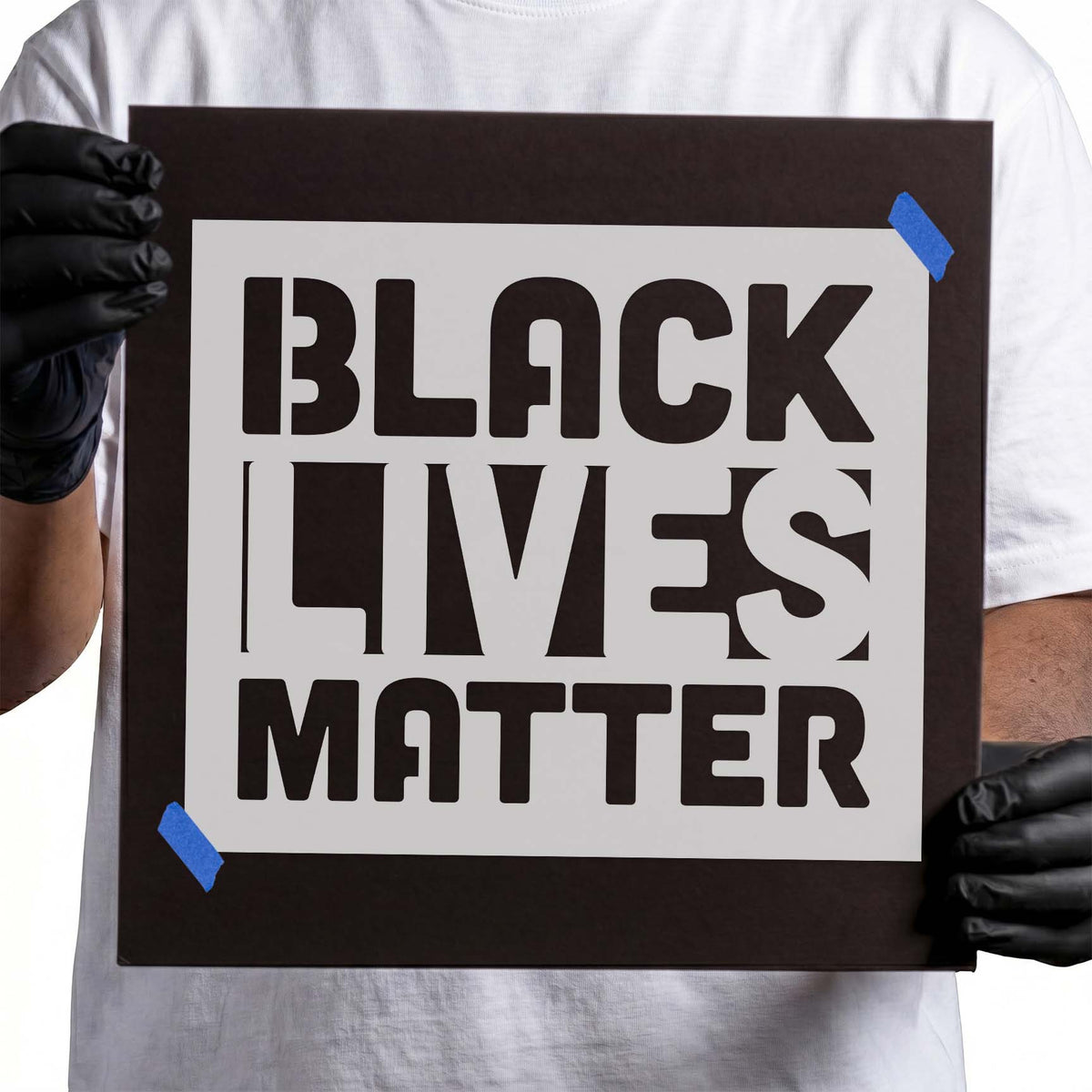 Black Lives Matter stencil with bold stacked typography