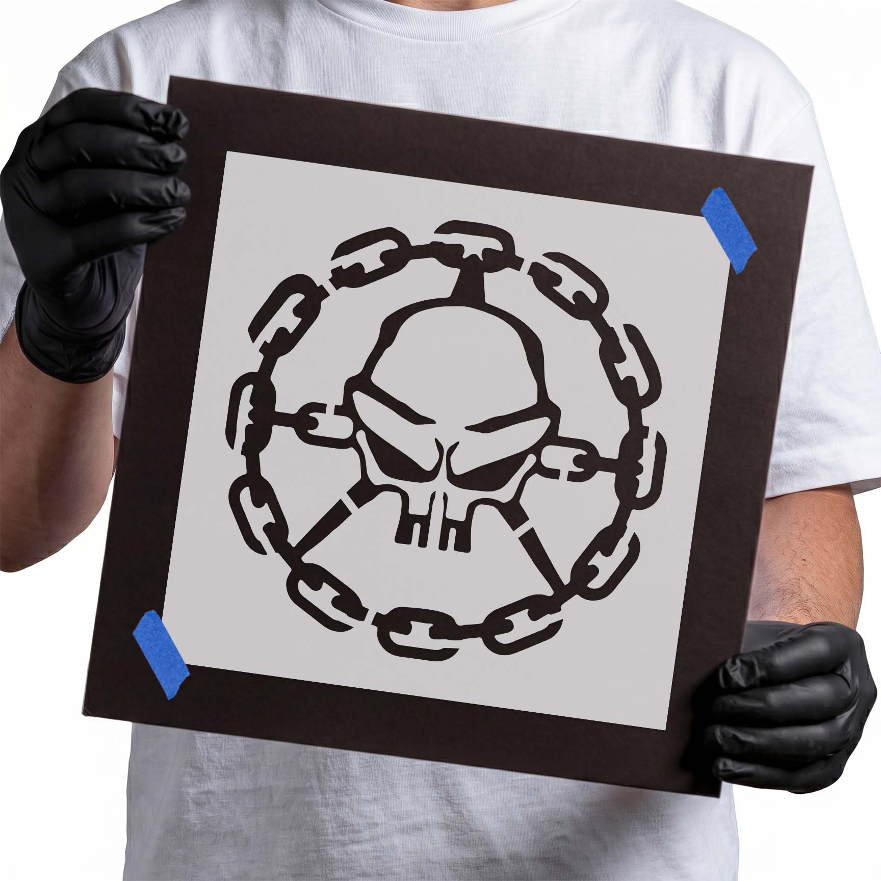 Chain Skull Stencil