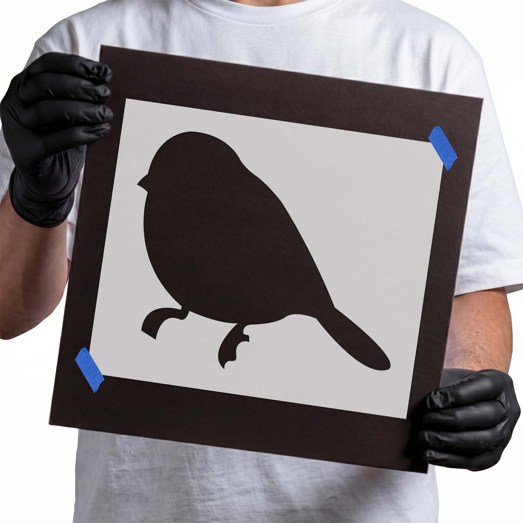 Chickadee bird stencil with rounded body and tapered tail