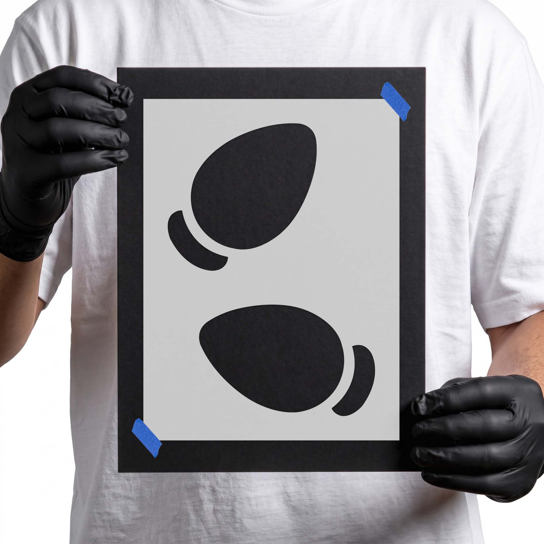 Stencil featuring two oversized Christmas light bulb silhouettes