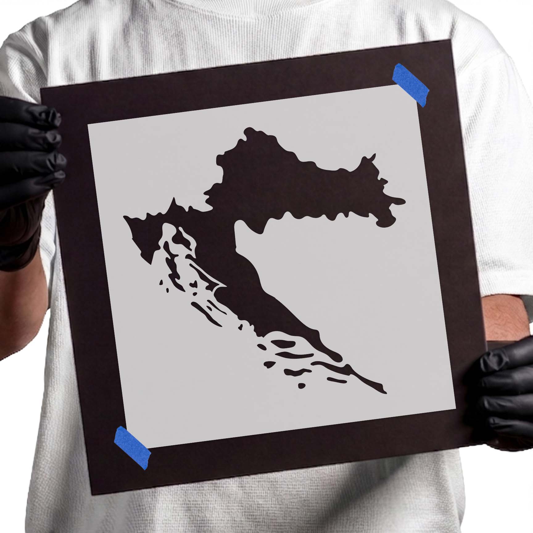 Croatia map stencil with detailed Adriatic coastline and islands