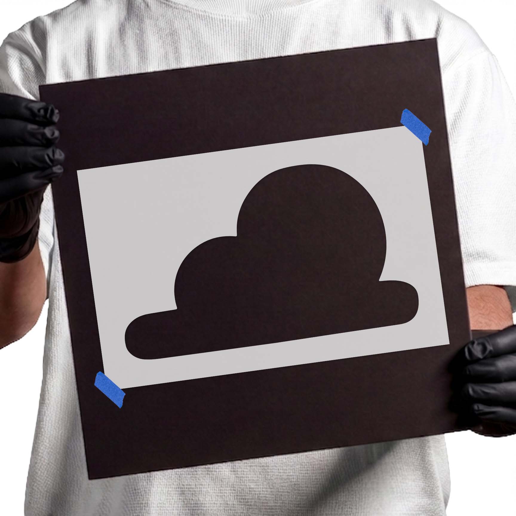 Playful cloud stencil with three rounded overlapping sections