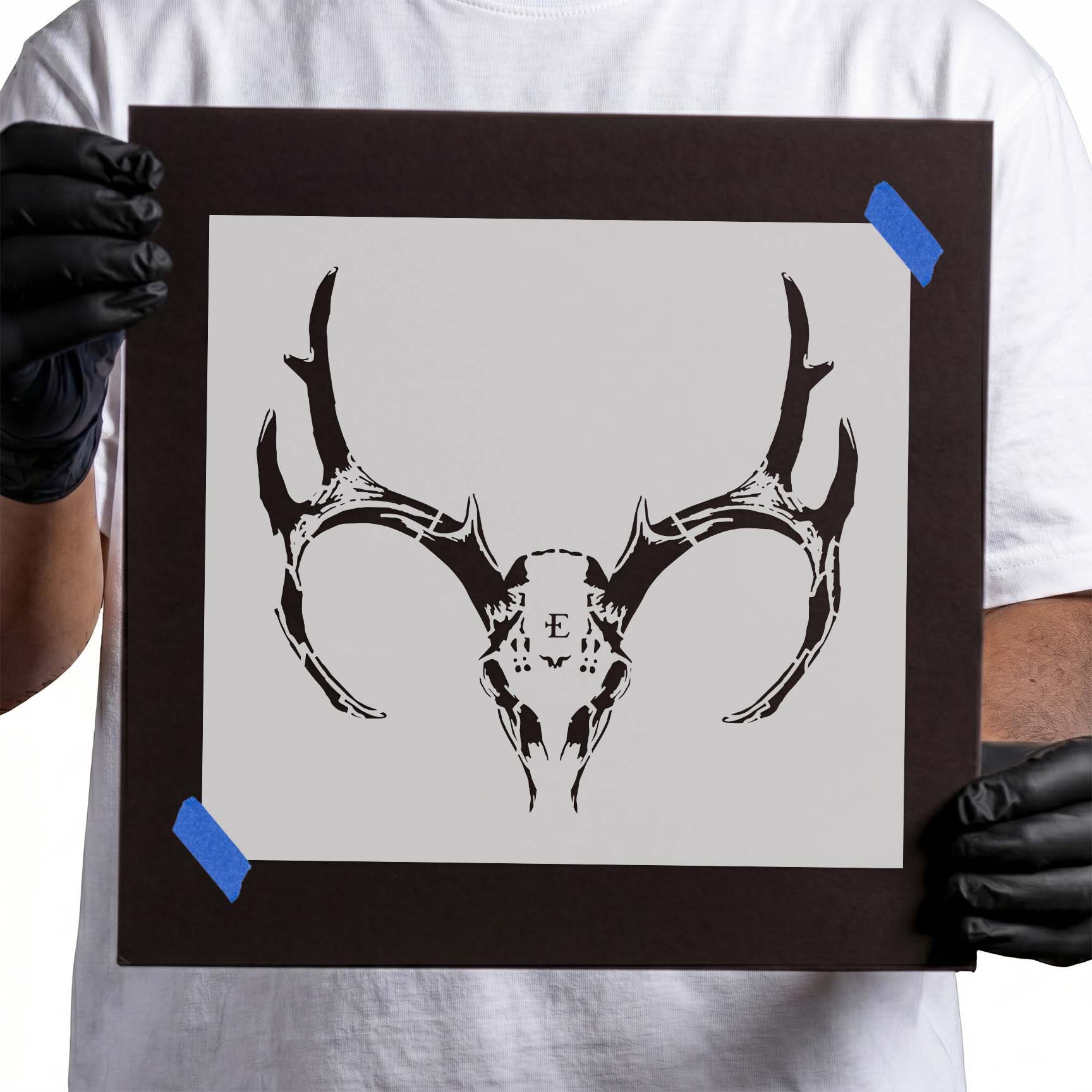 Deer Skull and Antlers Stencil