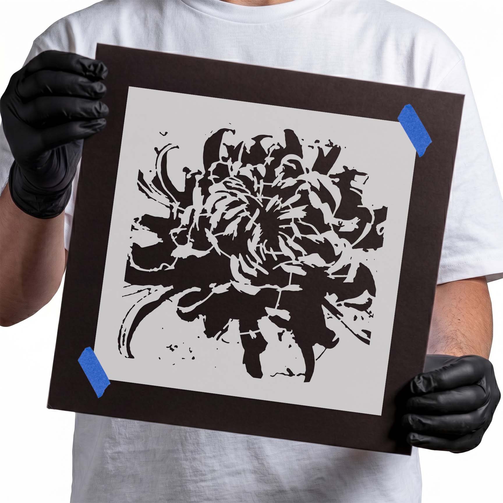 Detailed Blooming Chrysanthemum Stencil