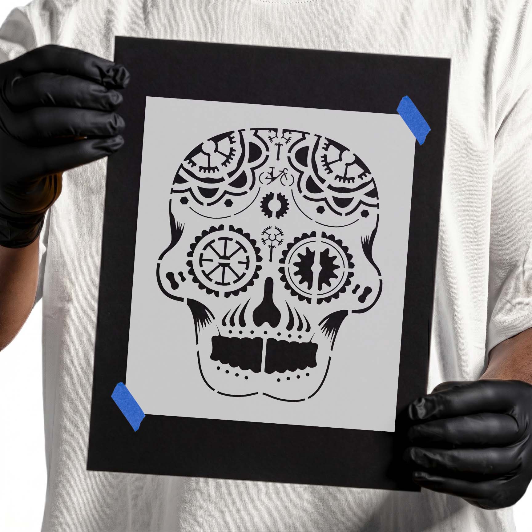 Dia De Los Muertos Skull Square Stencil