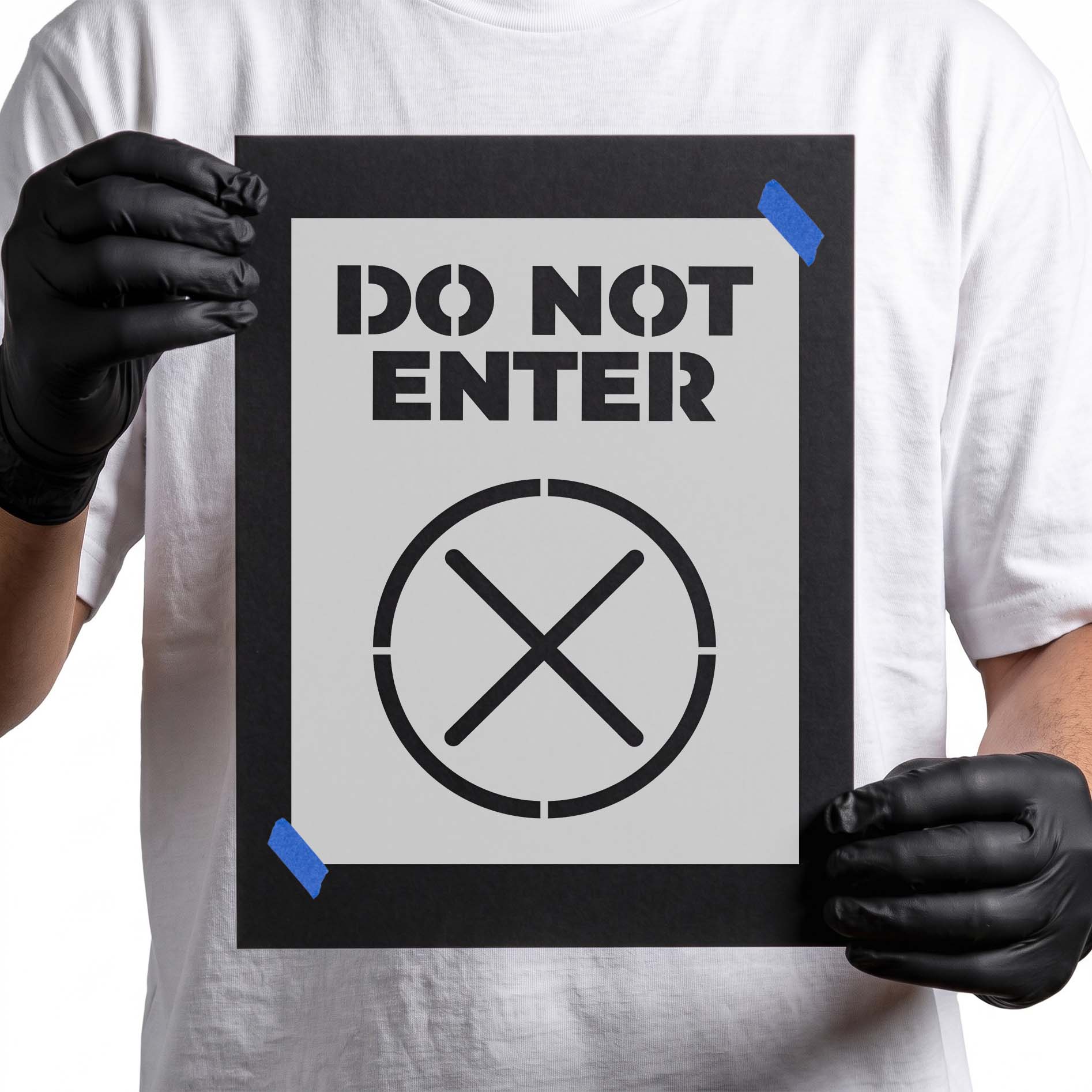 Do not enter stencil with bold text and crossed-circle symbol