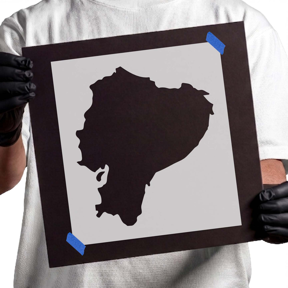 Ecuador map stencil with detailed national and coastal outline