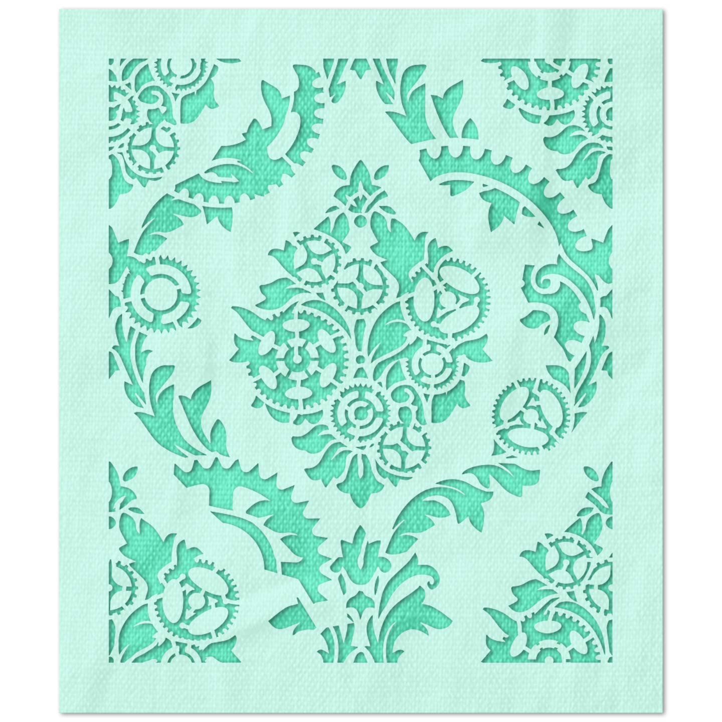 Floral Gear Pattern Stencil