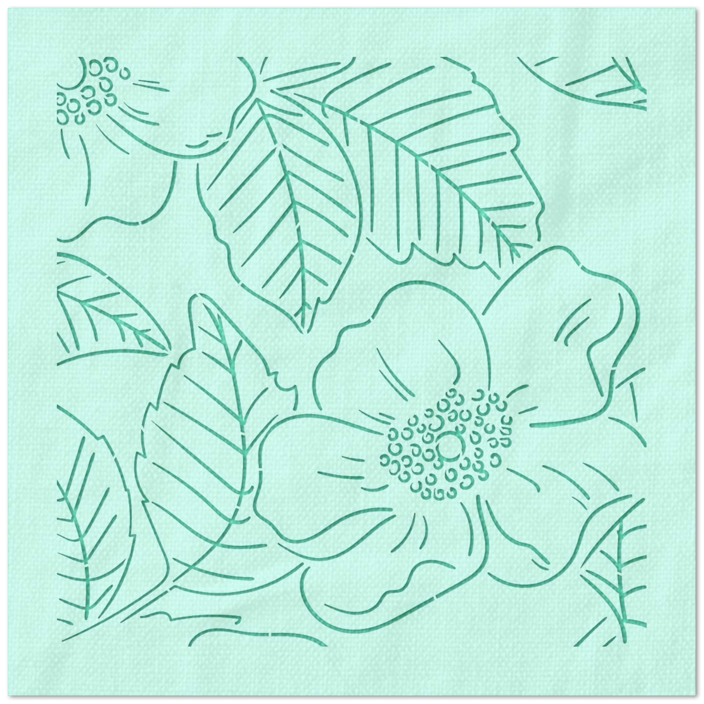 Large Flowers with Leaves Stencil