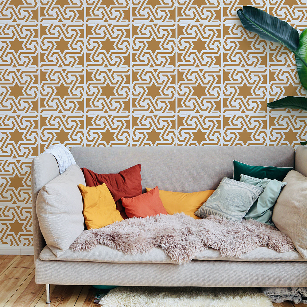 Geometric Star Tile Stencil