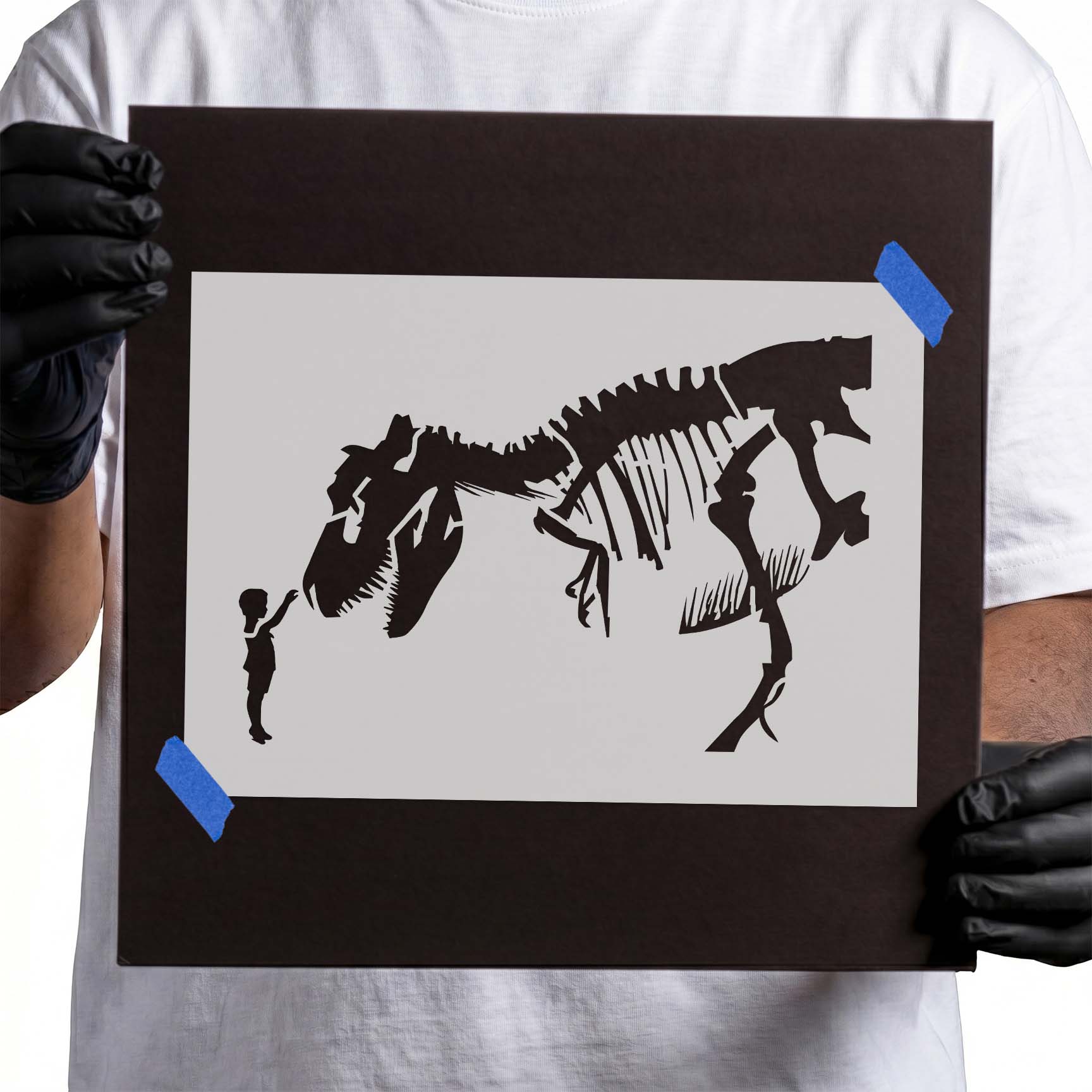 Girl and T-Rex Stencil