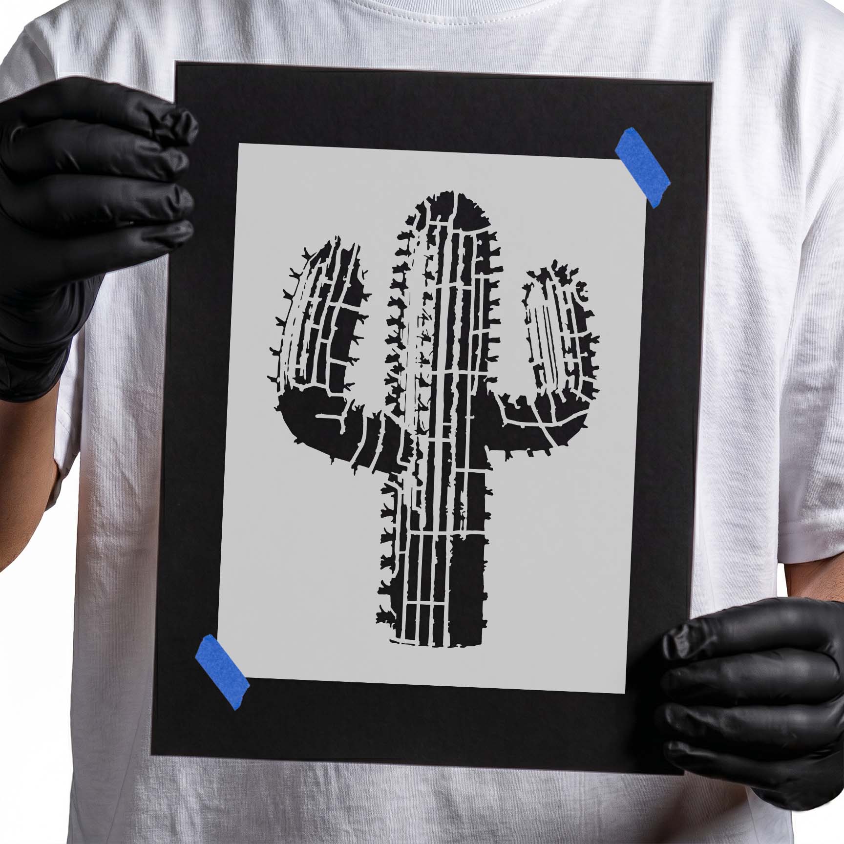 Gritty Seguaro Cactus Stencil