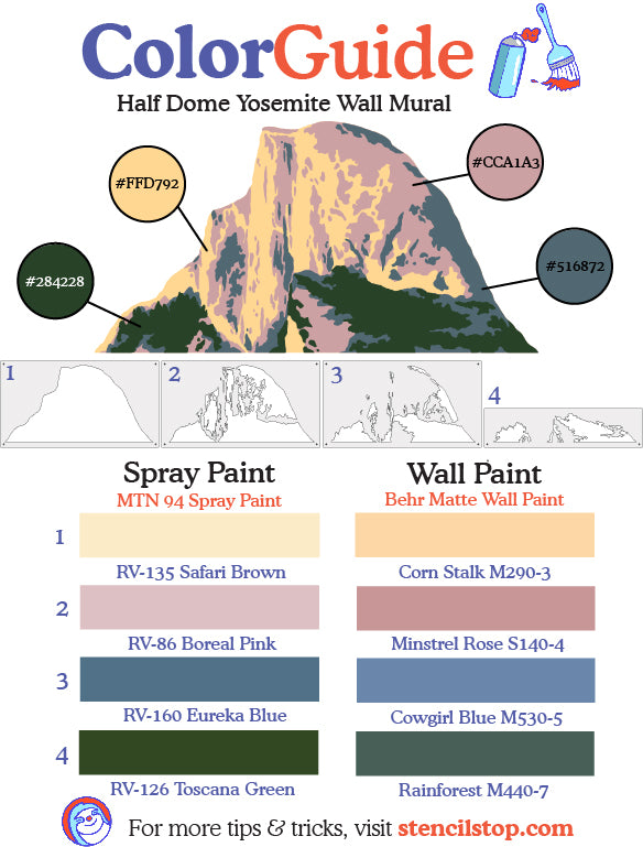 Half Dome at Sunset Color Guide