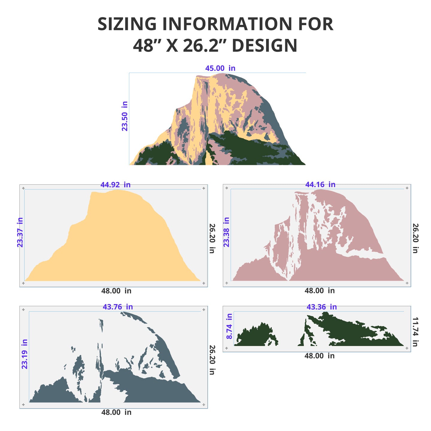 Yosemite Half Dome Stencil Set Dimensions