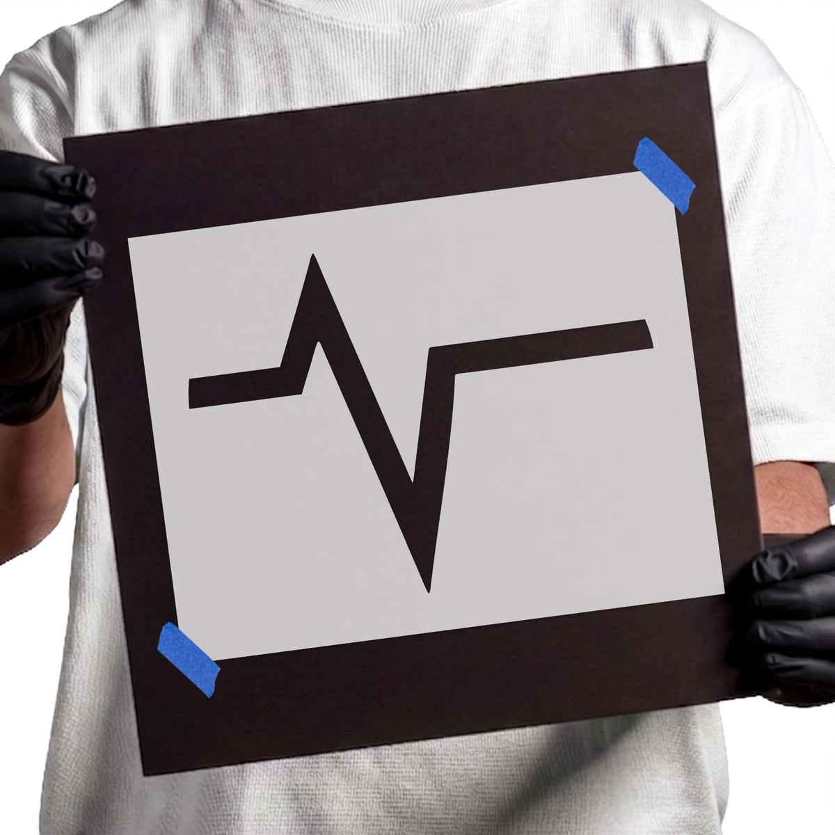 Heartbeat line stencil with sharp electrocardiogram pulse design