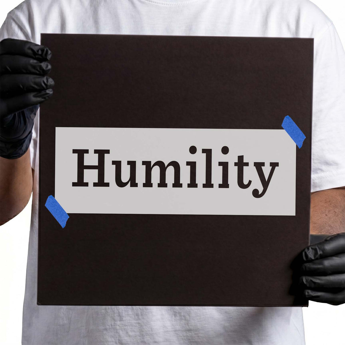 Humility word stencil in bold classic serif lettering