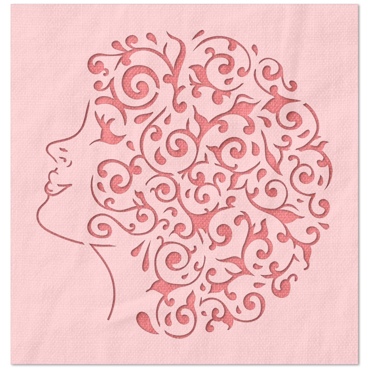 Lady with Floral Hair Stencil