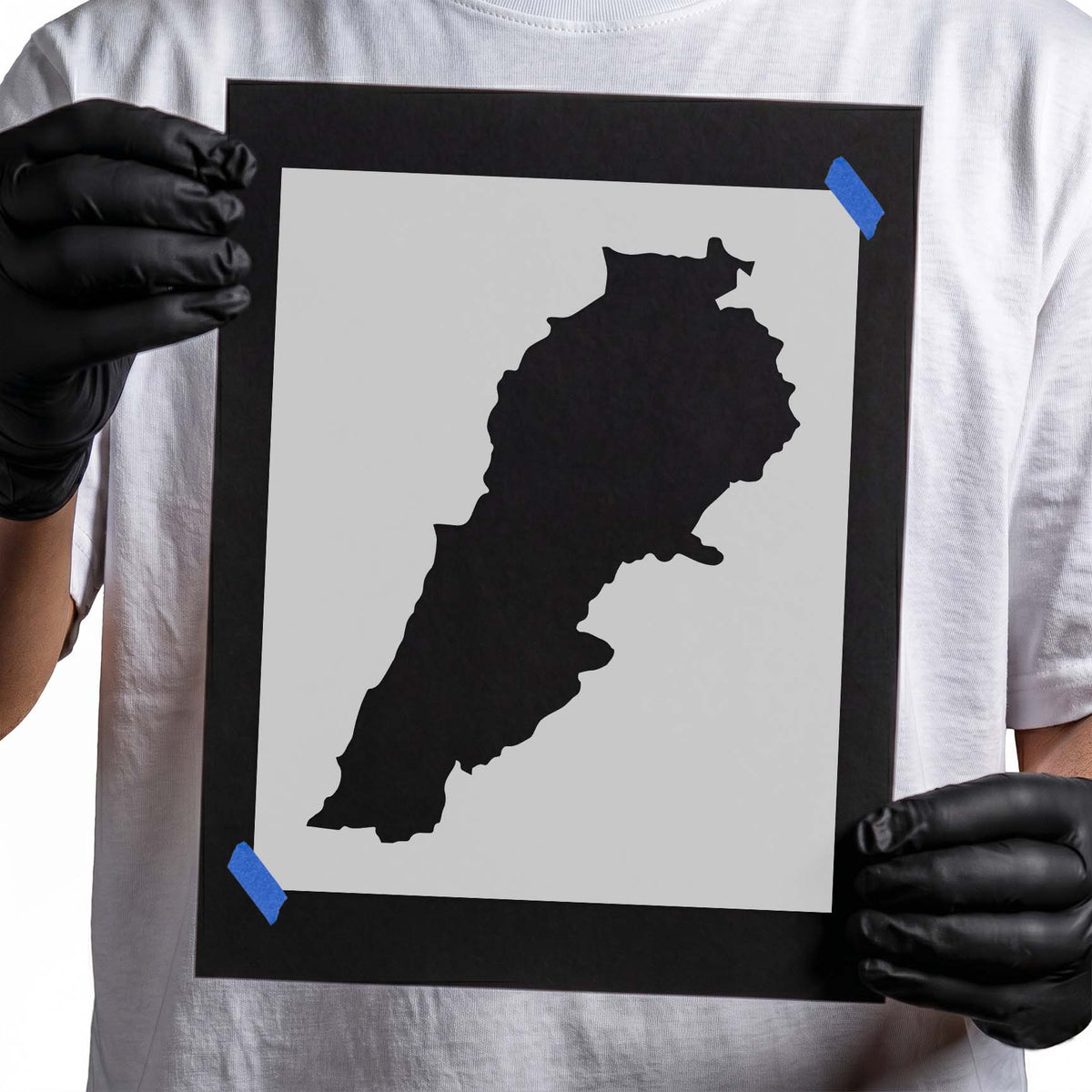 Lebanon stencil with recognizable country silhouette and coastal border