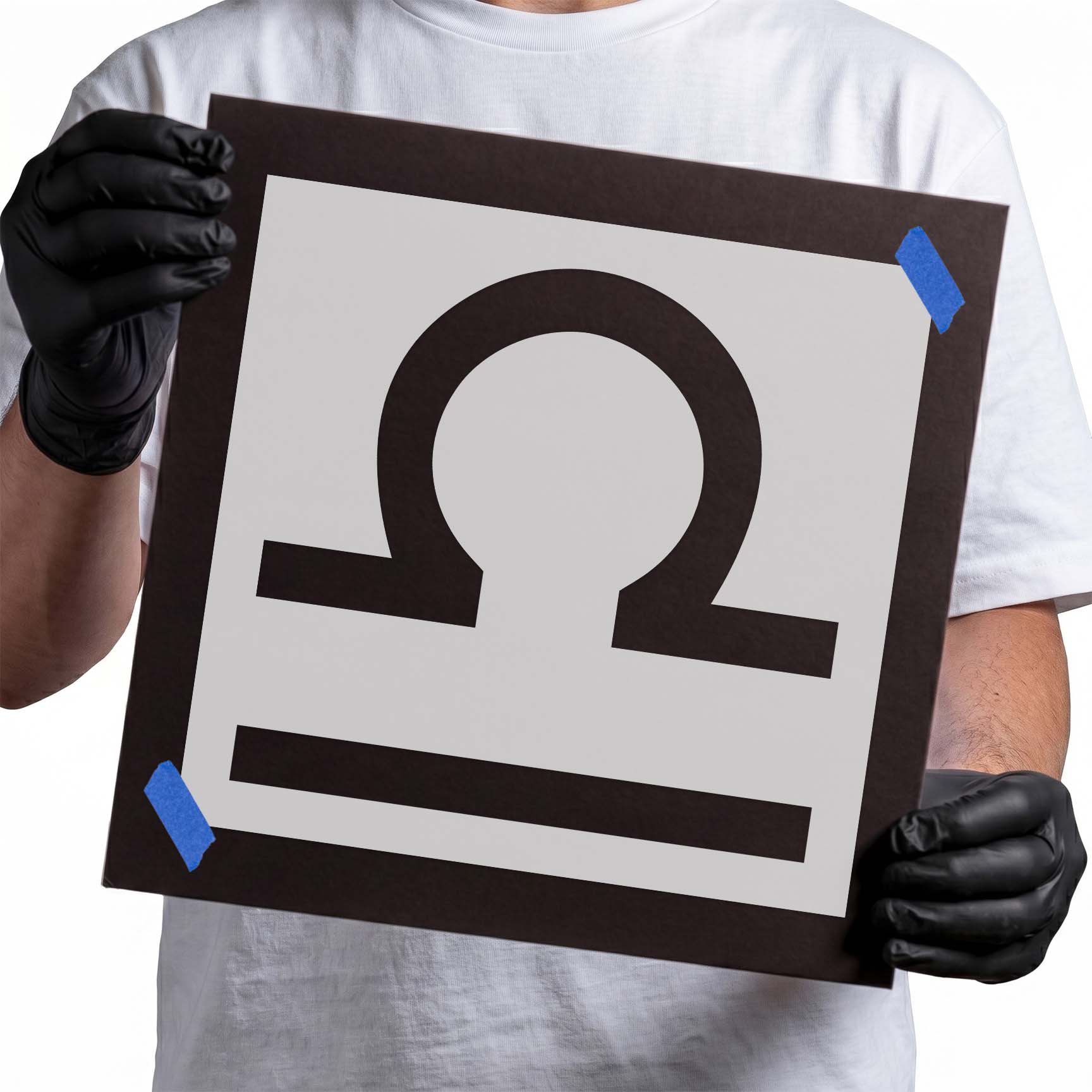 Libra symbol stencil featuring classic curved zodiac glyph