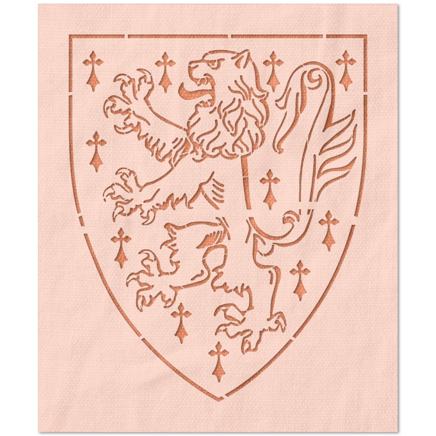 Lion Rampant Shield Stencil