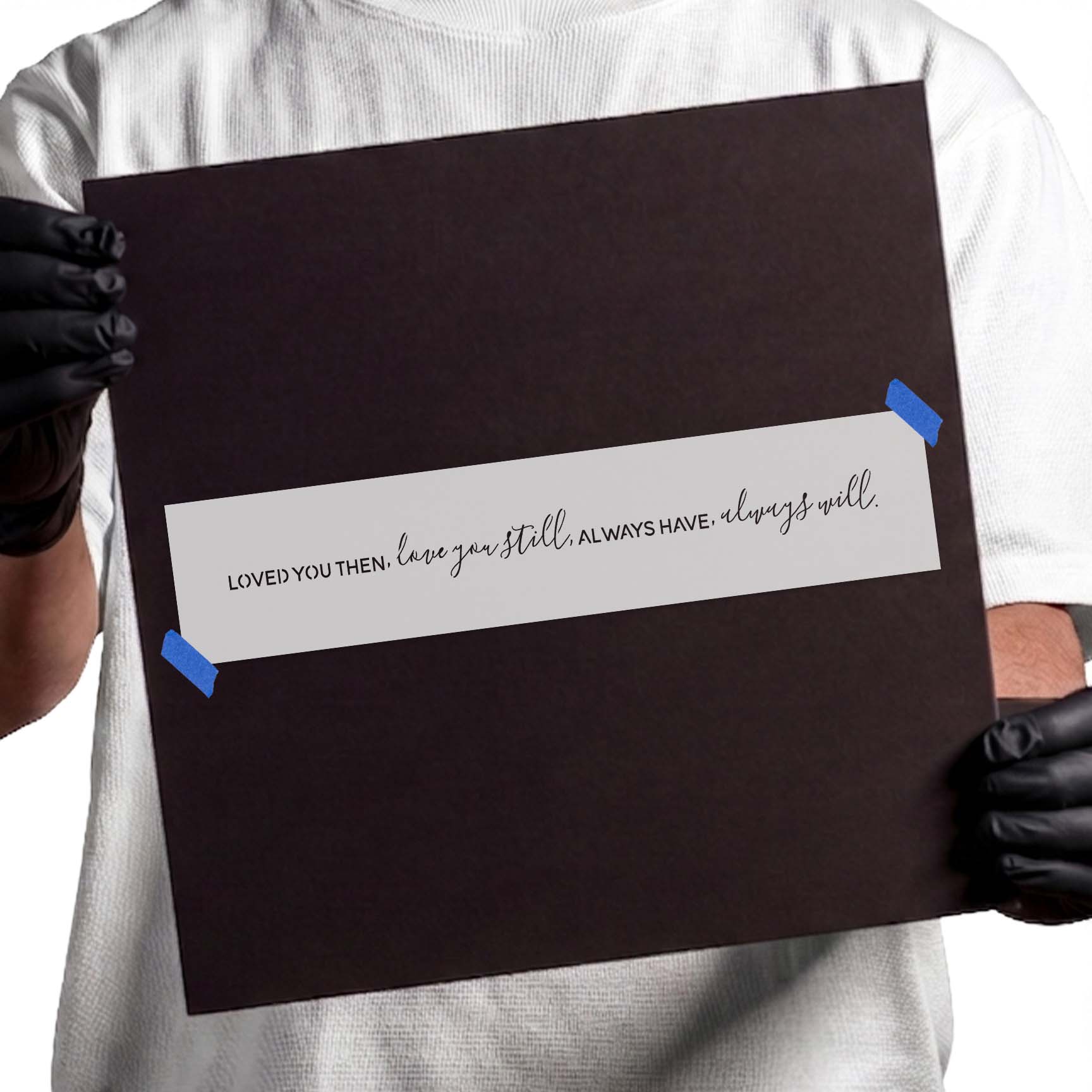 Romantic love quote stencil with mixed script and clean lettering