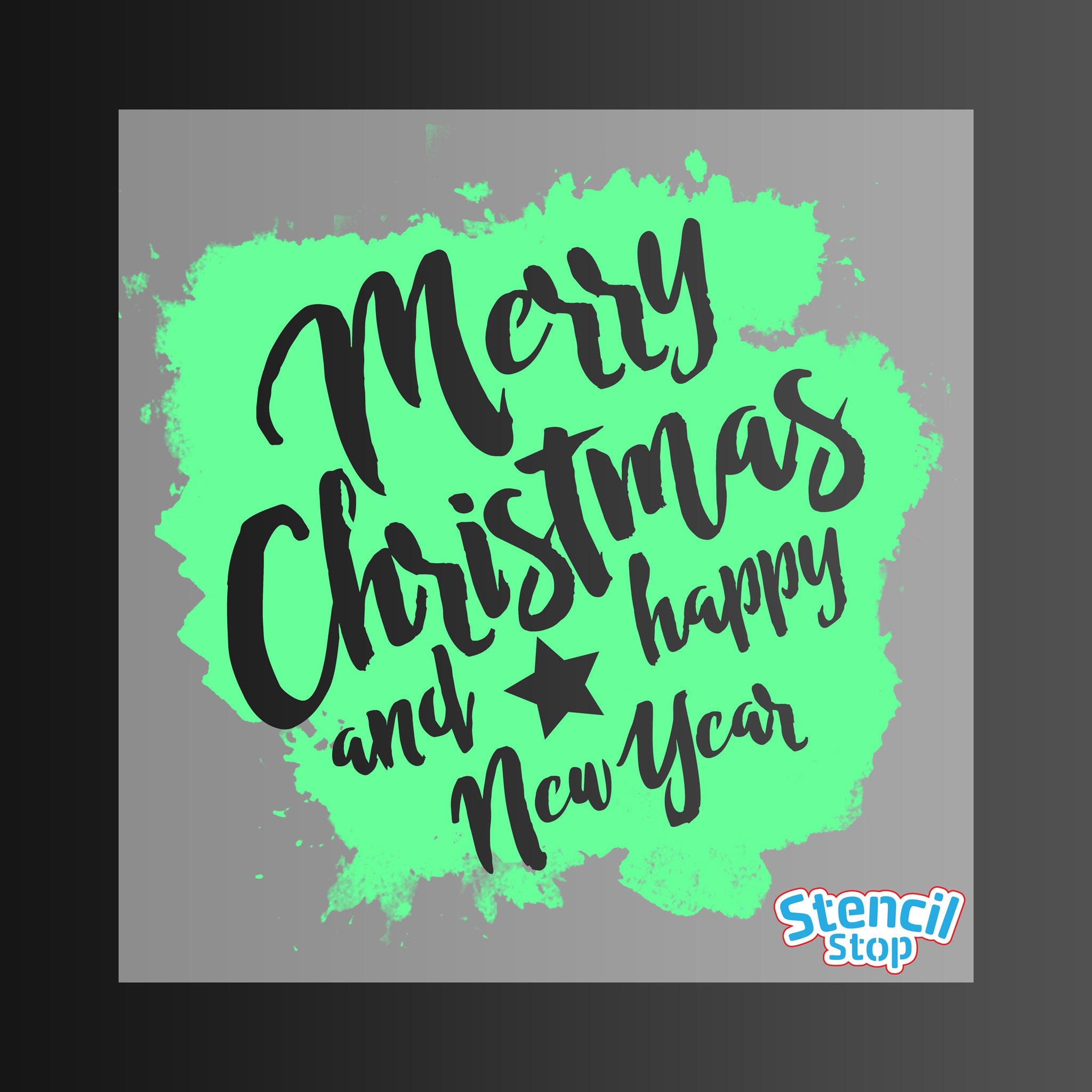 Merry Christmas and Happy New Year Stencil