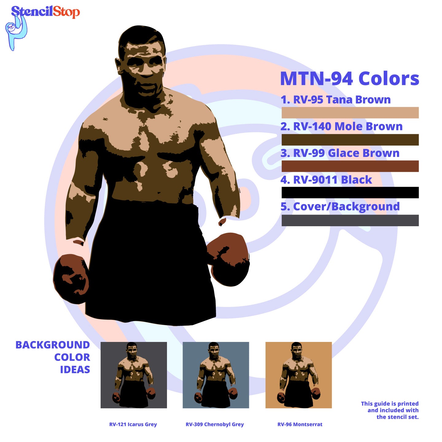 Mike Tyson Layered Stencil Set Color Guide
