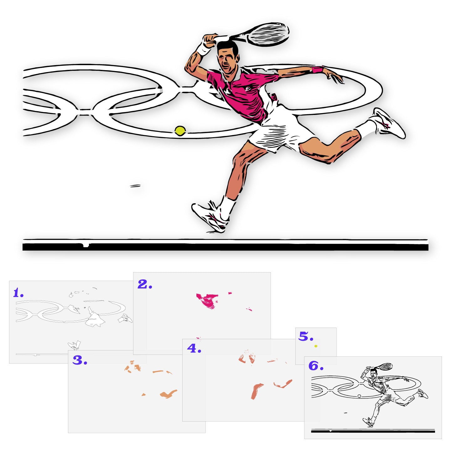 Novak Djokovic layered stencil set