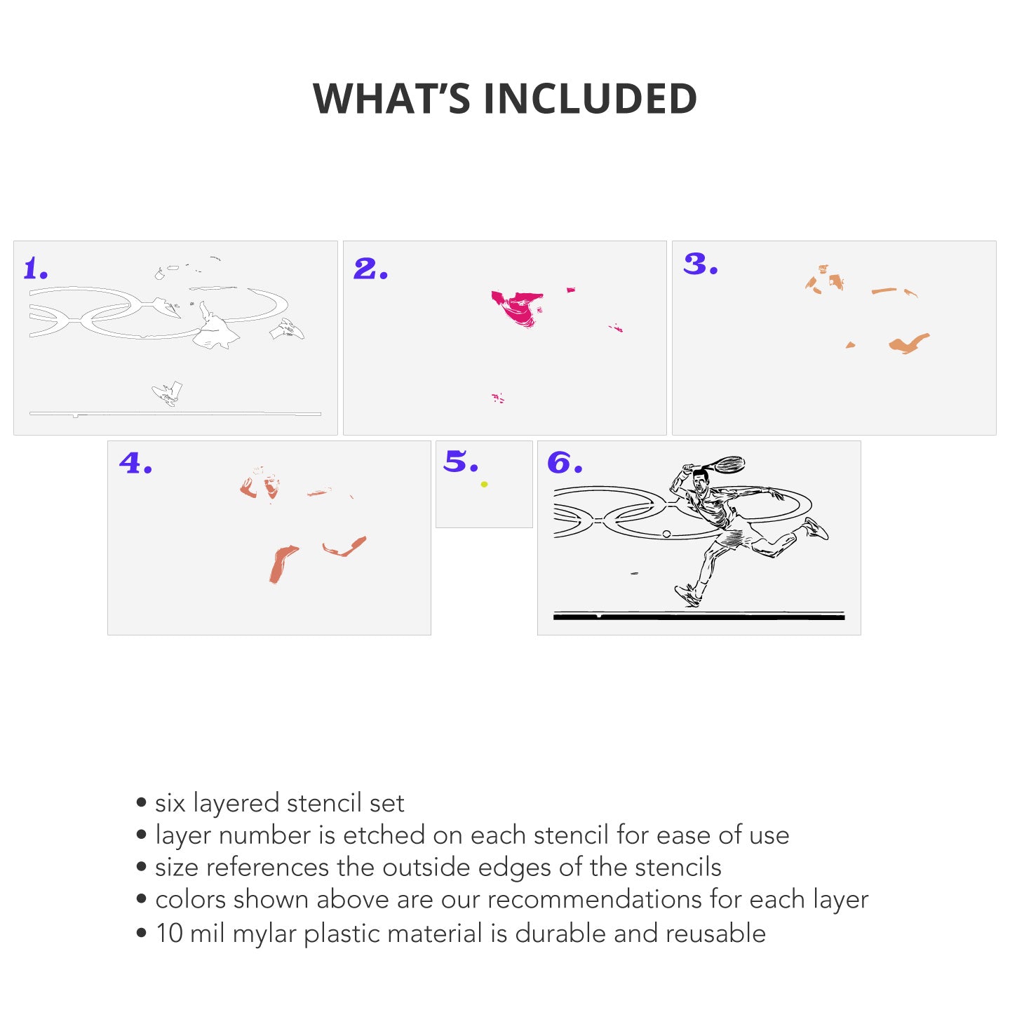 Novak Djokovic layered stencil set what's included