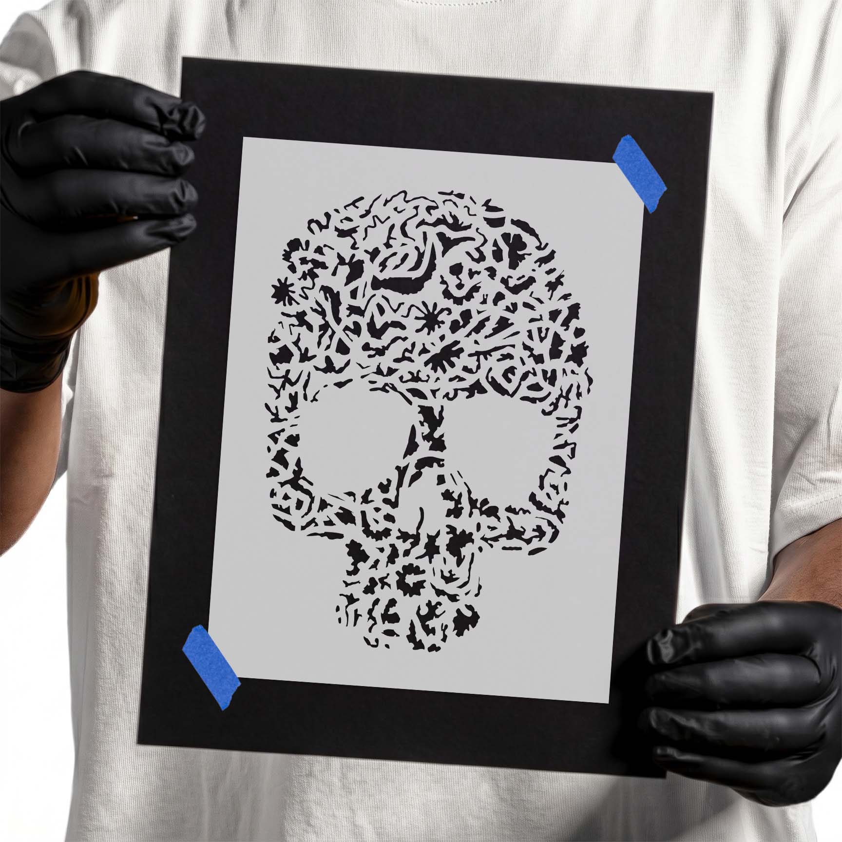 Ornate Floral Skull Stencil