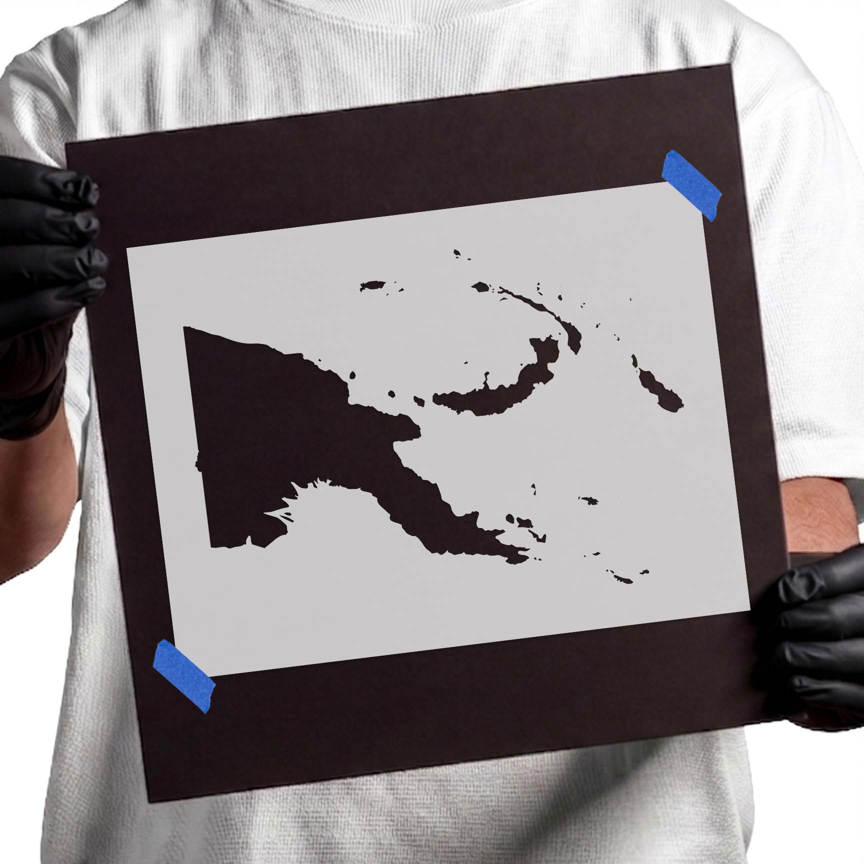 Papua New Guinea geographic outline with surrounding islands