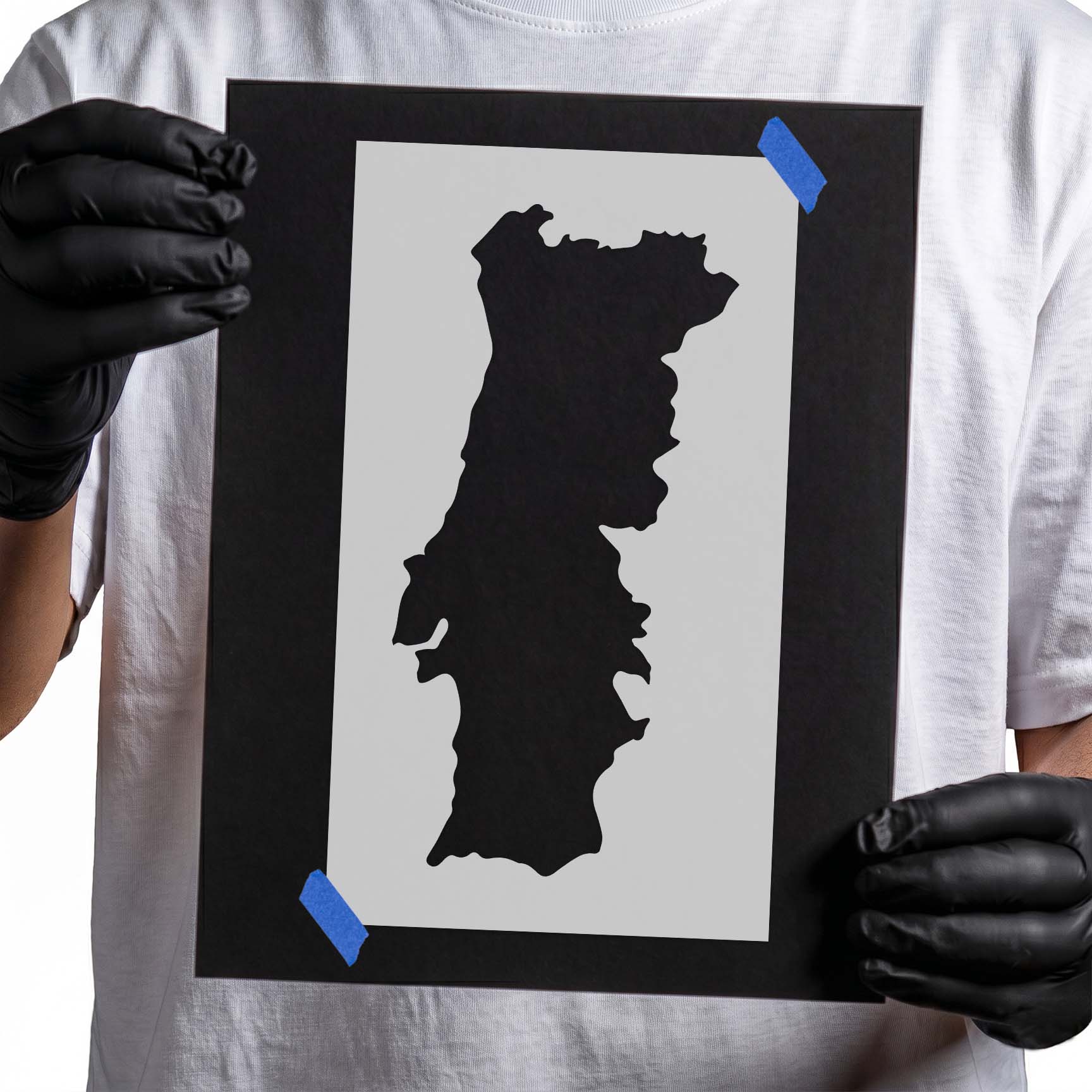 Portugal stencil featuring the recognizable national map silhouette