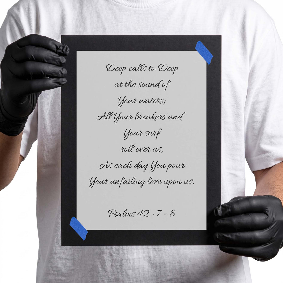 Psalms 43:7 8 stencil featuring scripture text in elegant flowing script