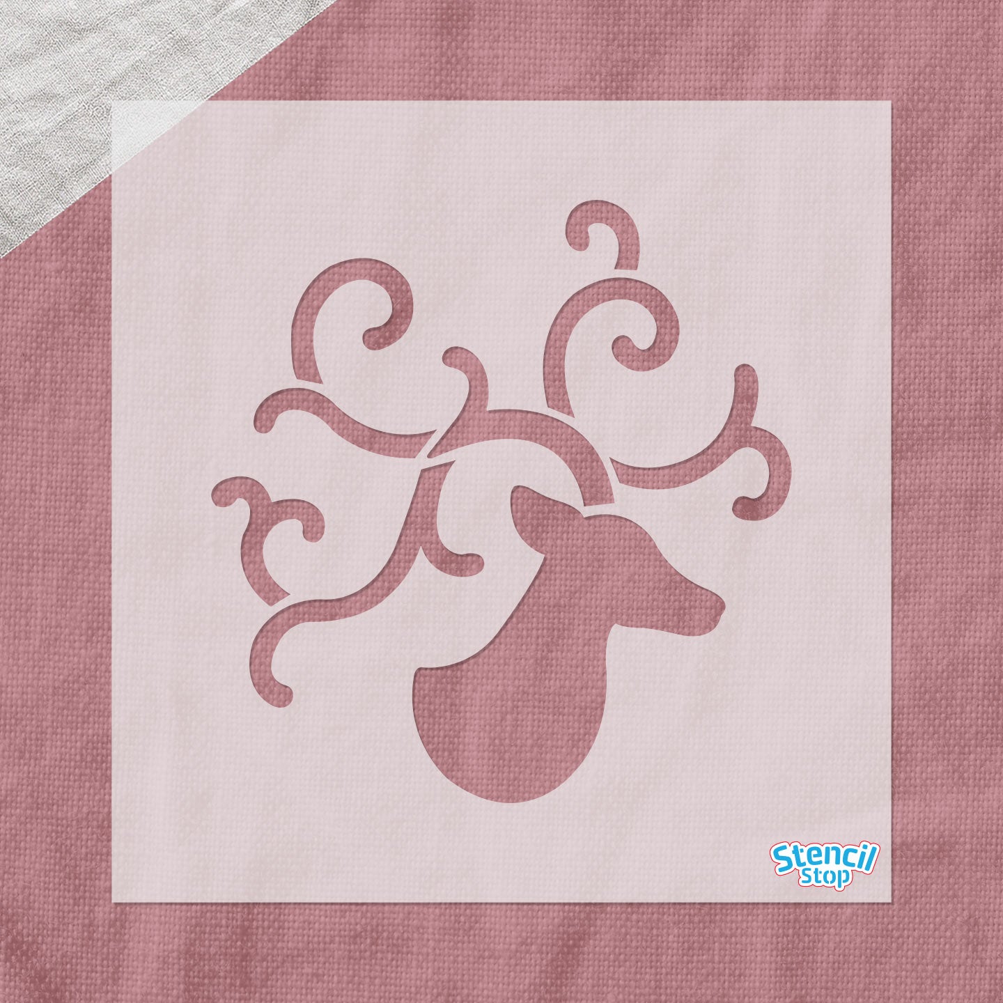 Reindeer with Swirly Antlers Stencil